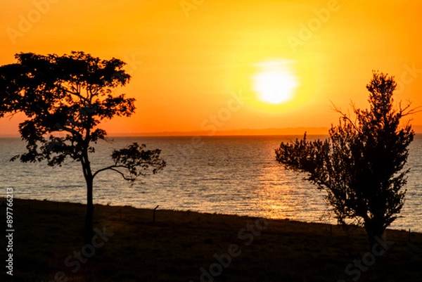 Obraz sunset on the lake