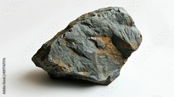 Fototapeta Magnetite rock against white backdrop