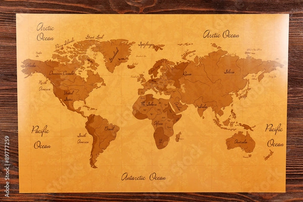 Fototapeta World map close up