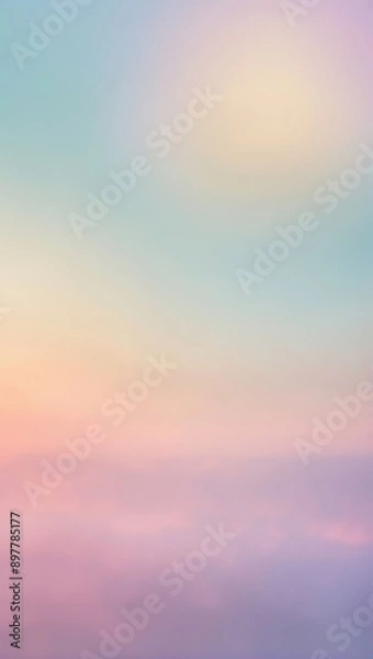 Fototapeta A soft, out-of-focus background of a pastel sunset sky