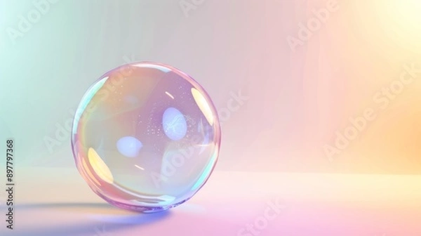 Fototapeta A Single Bubble On Pastel Background