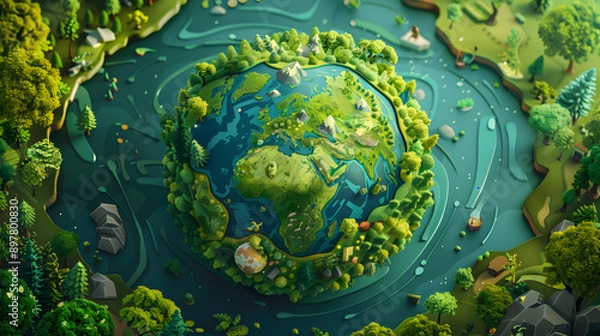 Fototapeta Illustration of save the planet, go green save earth