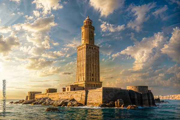 Fototapeta The Lighthouse of Alexandria, Seven Wonders of the Ancient World