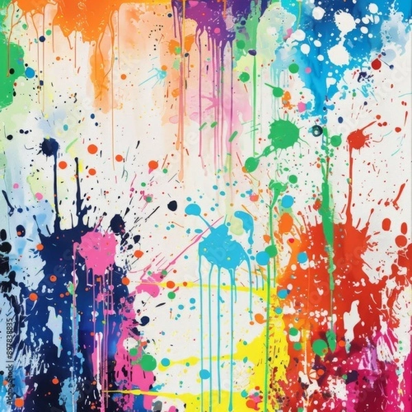 Obraz Abstract colorful paint splatter background. Vibrant and energetic. Perfect for design projects.