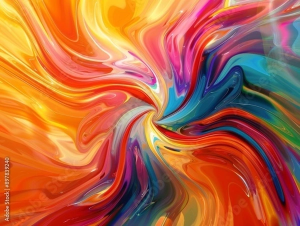 Fototapeta Abstract swirl of vibrant colors creating a dynamic and energetic background.