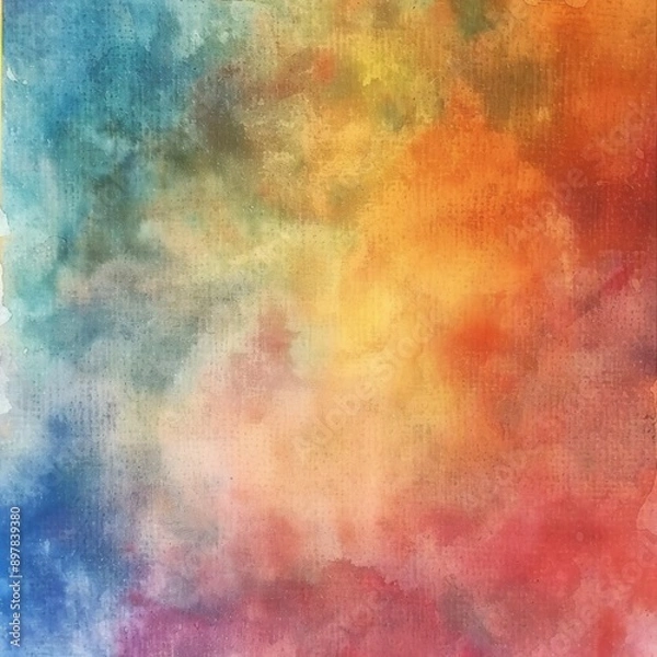 Obraz Abstract watercolor background with vibrant blue, green, yellow, orange, and red hues.