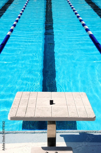 Fototapeta Starting block at end of swim lane