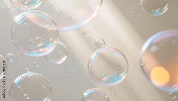 Obraz Large Soap Bubble Floating In Air With Others Around It