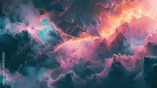 Obraz Abstract Cloudscape with Pink and Orange Hues.