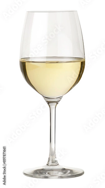 Obraz Single white chardonnay wine glass isolated on white background
