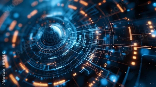 Obraz Cyber ​​round, abstract machine learning 