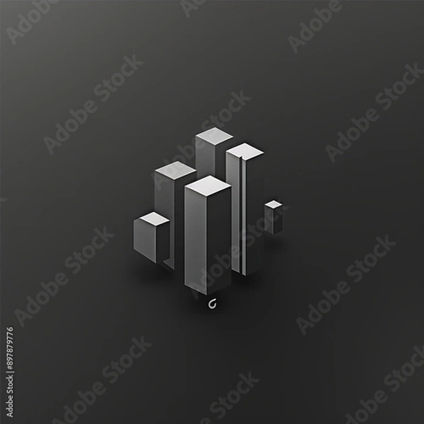 Fototapeta 3d render of abstract geometric shape, isolated on black background.