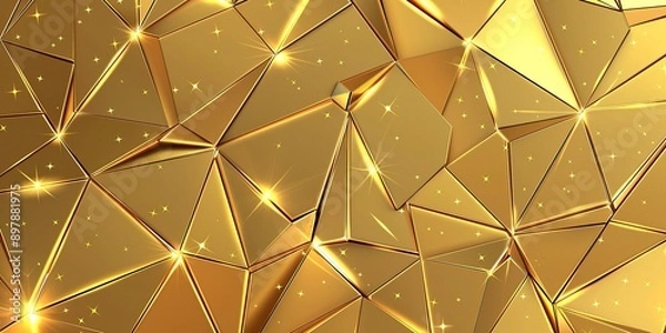 Fototapeta Abstract Background with Golden Lines and Triangles. Light Gradient in the Style of Gold with Golden Texture. High-Resolution and High-Detail Vector Illustration.
