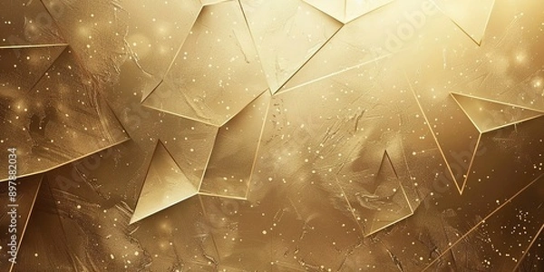 Fototapeta Abstract Background with Golden Lines and Triangles. Light Gradient in the Style of Gold with Golden Texture. High-Resolution and High-Detail Vector Illustration.