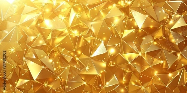 Fototapeta Abstract Background with Golden Lines and Triangles. Light Gradient in the Style of Gold with Golden Texture. High-Resolution and High-Detail Vector Illustration.