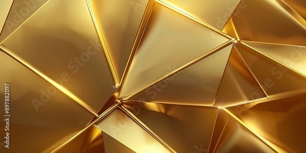 Fototapeta Abstract Background with Golden Lines and Triangles. Light Gradient in the Style of Gold with Golden Texture. High-Resolution and High-Detail Vector Illustration.