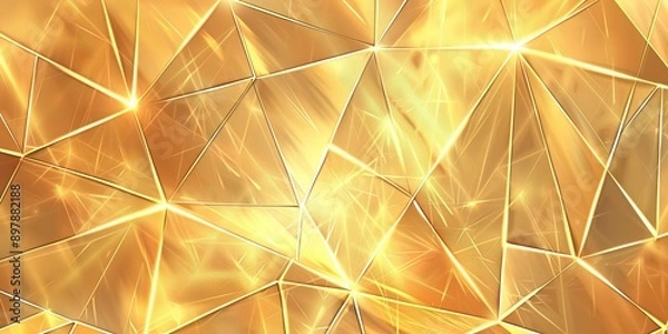 Fototapeta Abstract Background with Golden Lines and Triangles. Light Gradient in the Style of Gold with Golden Texture. High-Resolution and High-Detail Vector Illustration.