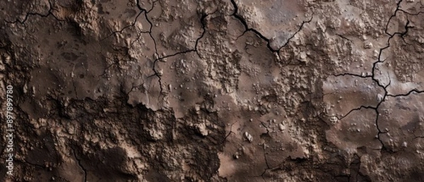 Fototapeta Panoramic close-up, high detail scan of mud-stained wall texture, Generative AI