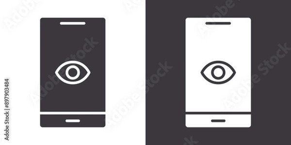 Obraz Mobile Eye Icon Flat set in black and white color outline vector