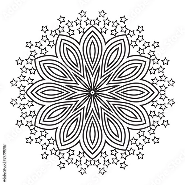 Obraz floral Mandala design coloring page on white background
