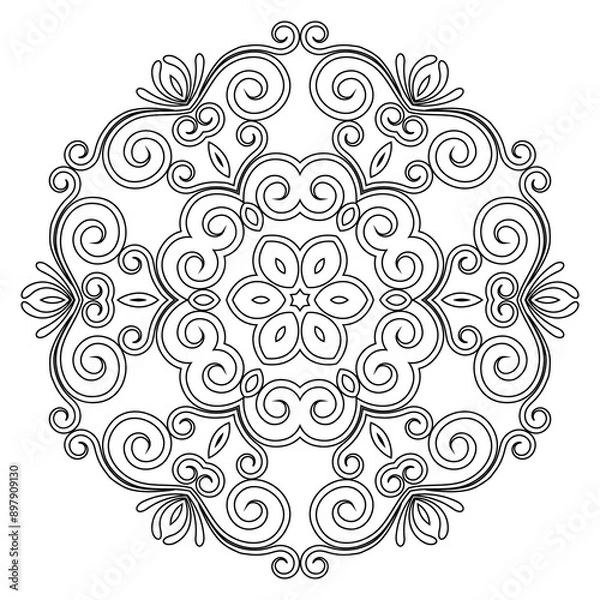 Obraz floral Mandala design coloring page on white background