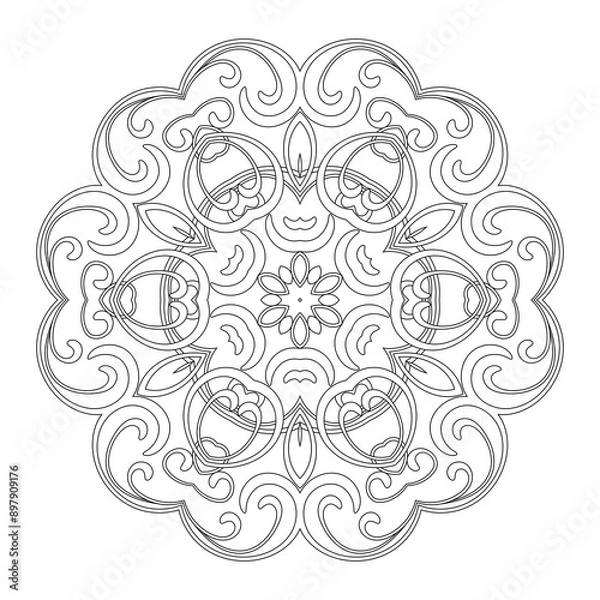 Obraz floral Mandala design coloring page on white background