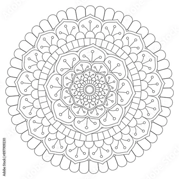 Obraz floral Mandala design coloring page on white background