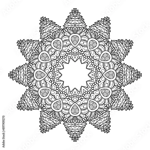 Obraz floral Mandala design coloring page on white background