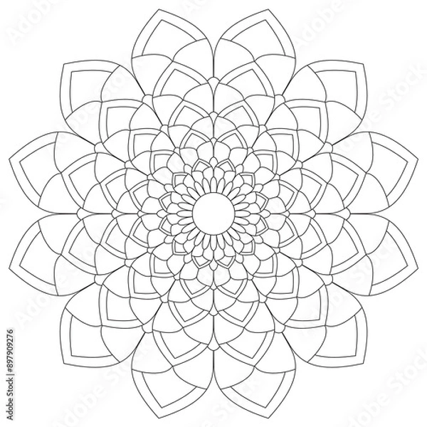 Obraz floral Mandala design coloring page on white background