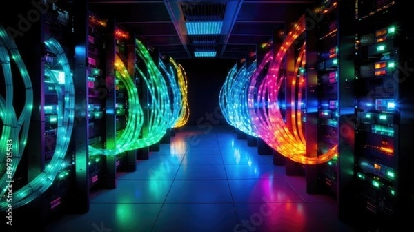 Fototapeta cables fiber optic cabling