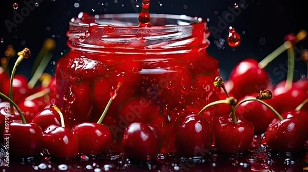 Fototapeta red sweet cherry background