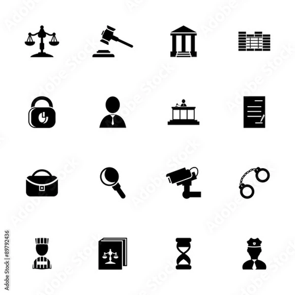 Obraz Vector black justice Icons set on white background