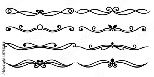 Fototapeta Stylish Decorative Divider Element Bundle Collection for Web and Print