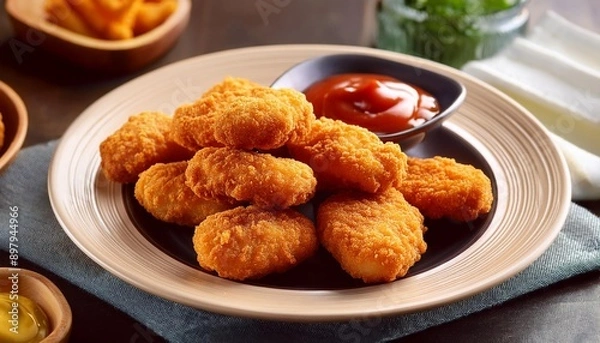 Obraz Spicy fried crispy chicken nuggets