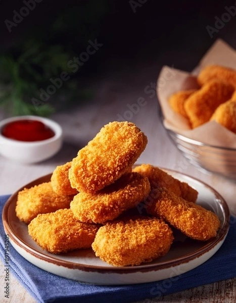 Obraz Spicy fried crispy chicken nuggets