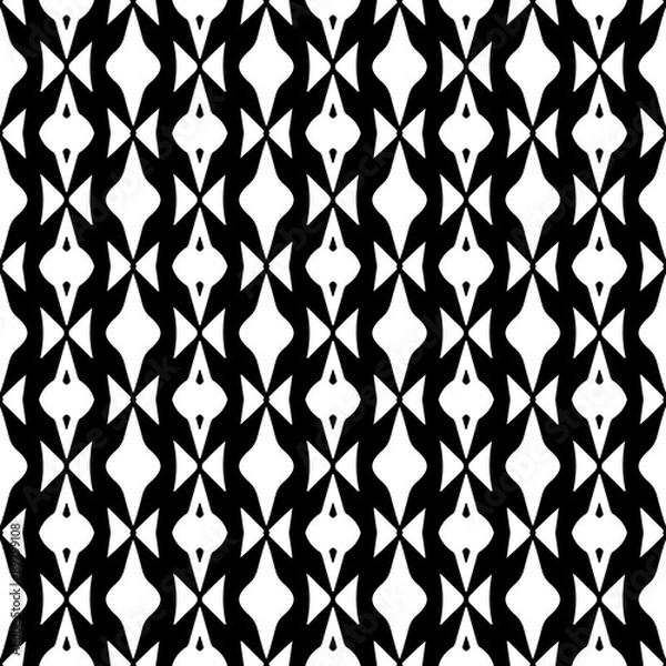 Fototapeta Abstract seamless pattern in black and white.
Hand drawn ornamental wallpaper or textile pattern with white motives on black background.