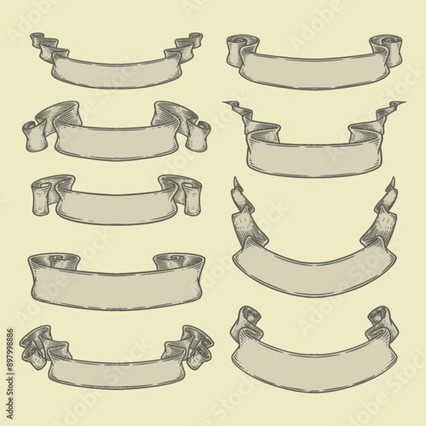 Obraz ribbon pack  blank vintage hand drawn ribbon vector