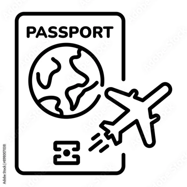 Fototapeta A passport icon designed in outline style 
