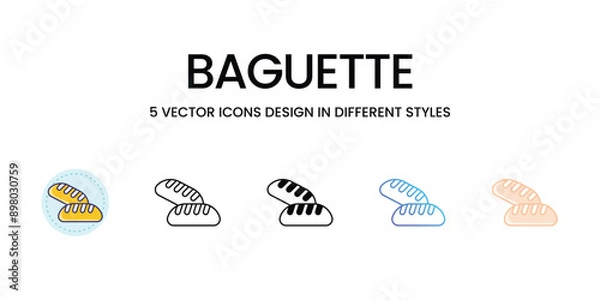 Fototapeta Baguette icons set vector illustration. vector stock