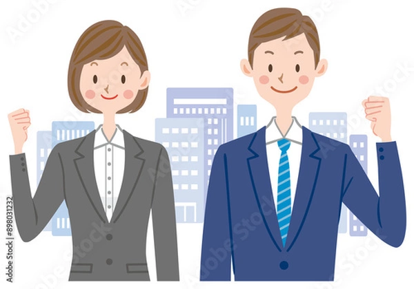 Fototapeta 就職活動　新入社員のイラスト　ビジネス