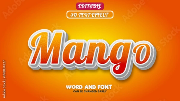 Obraz Mango fruit editable text effect with 3d style
