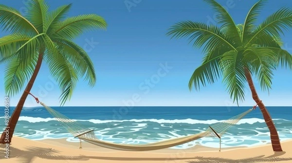 Obraz Relaxing Hammock Between Palm Trees