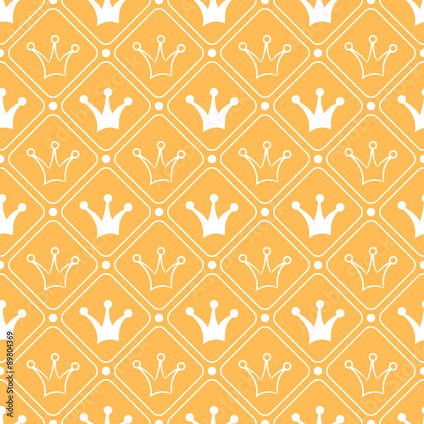 Fototapeta Simple seamless  pattern with crown. Orange and white colo