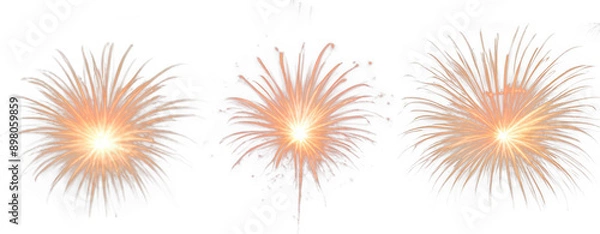 Fototapeta Set of Vibrant fireworks burst in stunning colors, celebrations and festive events, isolate on transparent background, cutout, png 