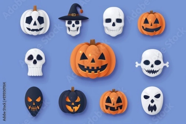 Fototapeta traditional masks, pumpkin carving, and wandering spirits.