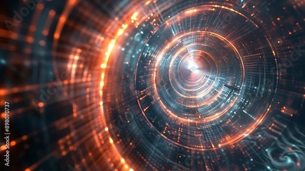Obraz Abstract technology vortex with glowing edges 