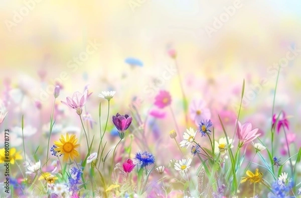 Obraz campo de flores silvestres. primavera.