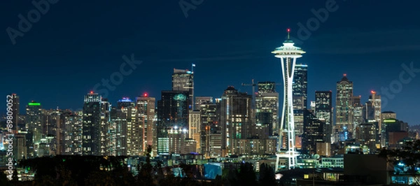 Obraz Seattle Skyline w nocy