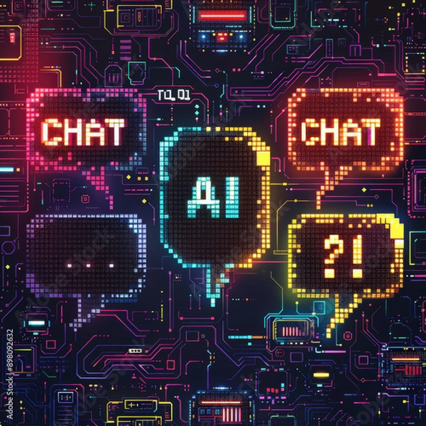 Fototapeta Tech-Themed AI and Chat Interface at Night 