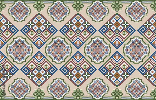 Fototapeta Geometric Folk Pattern/B_12_Fabric Pattern Art